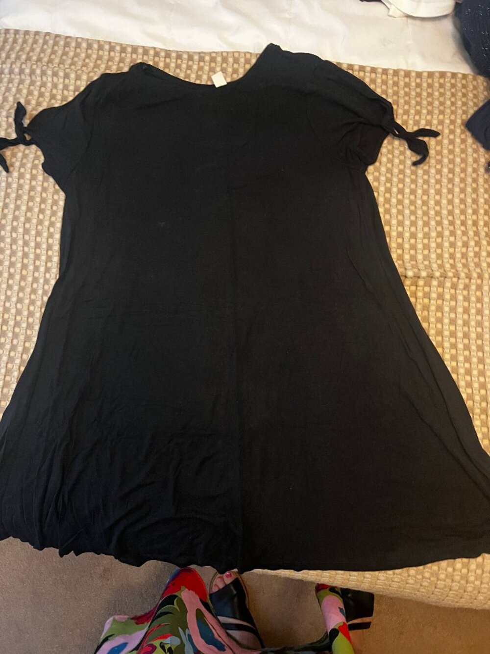 Old Navy Black Short Sleeve Dress with Shoulder Ties Size XL